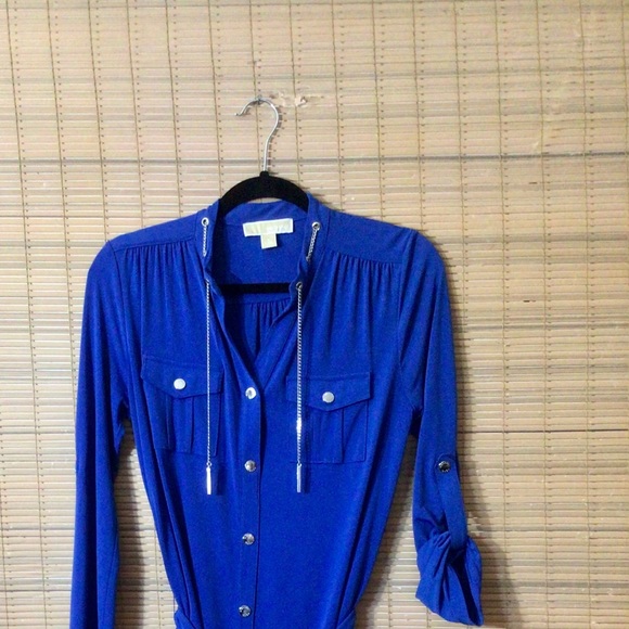 MICHEAL KORS beautiful royal blue shirt dress. - Picture 2 of 14